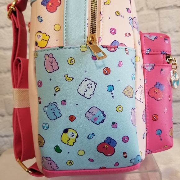 BT21 BTS Candy Sweet Treats Pink Colorblock Mini Backpack Bag Line Friends New main image 13